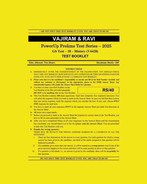 VAJIRAM & RAVI 2025 TEST-18 (HISTORY) (V4428) 2025 FINAL (ENGLISH) {BLACK AND WHITE}