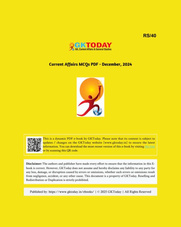 GKTODAY CURRENT AFFAIRS MCQ DECEMBER 2024 FINAL (ENGLISH) {BLACK AND WHITE}