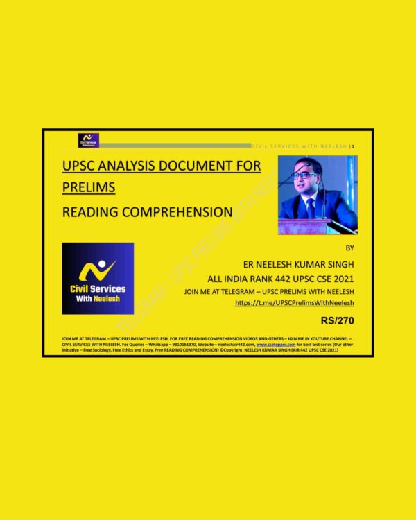 TOPPERS NOTES NEELESH KUMAR SINGH READING COMPREHESION PYQ DOCUMENT 2024 FINAL (ENGLISH) {BLACK AND WHITE}