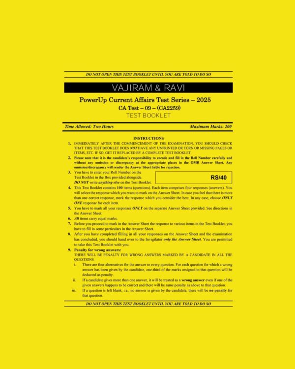 VAJIRAM & RAVI 2025 CURRENT AFFAIRS TEST-9(CA-2259) 2025 FINAL (ENGLISH) {BLACK AND WHITE}