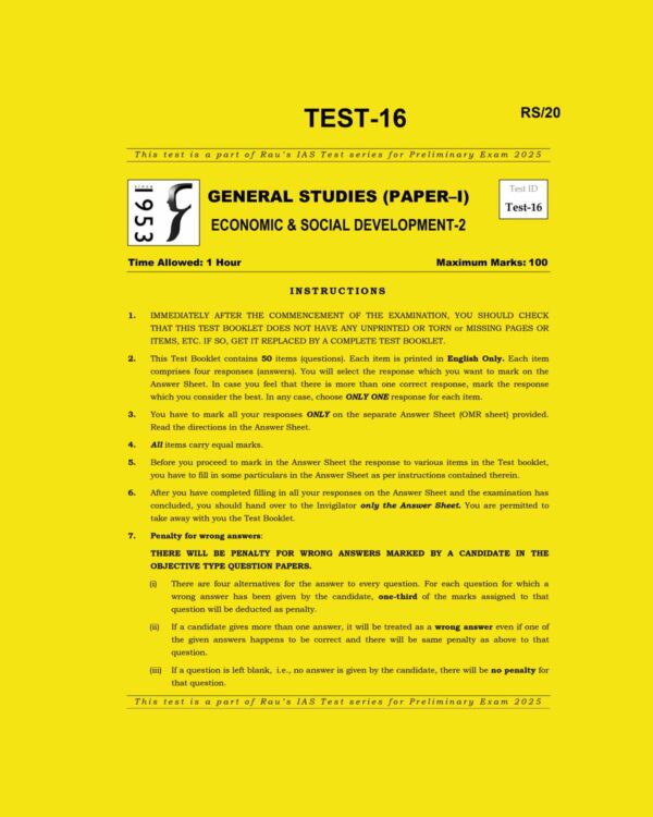 RAU,S IAS 2025 TEST-16 ECONOMIC&SOCIAL DEVELOPMENT-2 2025 FINAL (ENGLISH) {BLACK AND WHITE}