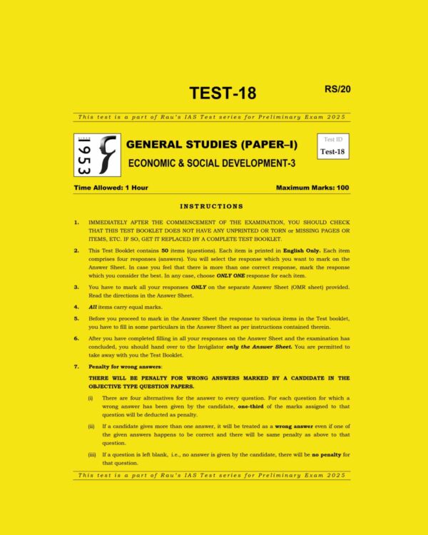 RAU,S IAS 2025 TEST-18 ECONOMIC&SOCIAL DEVELOPMENT-3 2025 FINAL (ENGLISH) {BLACK AND WHITE}