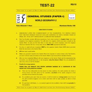 RAU,S IAS 20A25 TEST-22 WORLD GEOGRAPHY-2 2025 FINAL (ENGLISH) {BLACK AND WHITE}