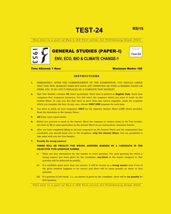 RAU,S IAS 2025 TEST-24 ENVIRONMENT & ECOLOGY-1 2025 FINAL (ENGLISH) {BLACK AND WHITE}