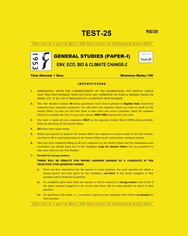 RAU,S IAS 2025 TEST-25 ENVIRONMENT & ECOLOGY-2 2025 FINAL (ENGLISH) {BLACK AND WHITE}
