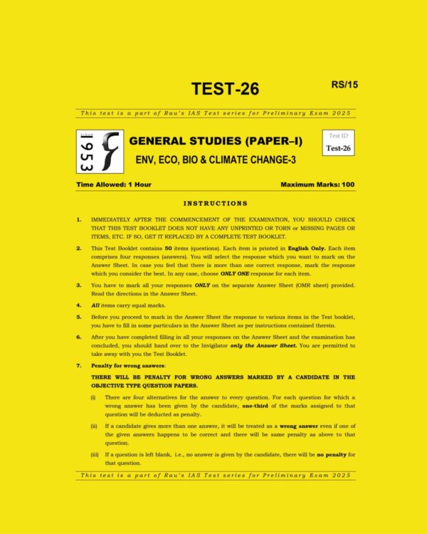 RAU,S IAS 2025 TEST-26 ENVIRONMENT & ECOLOGY-3 2025 FINAL (ENGLISH) {BLACK AND WHITE}