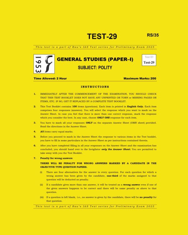 RAU,S IAS 2025 TEST-29 POLITY 2025 FINAL (ENGLISH) {BLACK AND WHITE}