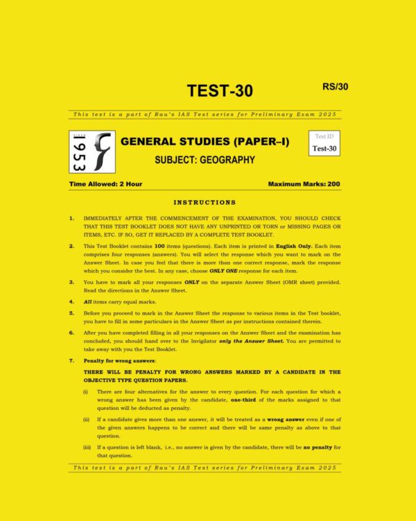 RAU,S IAS 2025 TEST-30 GEOGRAPHY 2025 FINAL (ENGLISH) {BLACK AND WHITE}