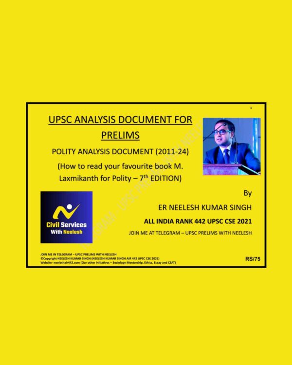 TOPPERS NOTES NEELESH KUMAR SINGH UPSC PRELIMS ANALYSIS POLITY 2025 FINAL (ENGLISH) {BLACK AND WHITE}