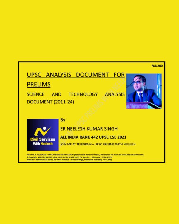 TOPPERS NOTES NEELESH KUMAR SINGH UPSC PRELIMS ANALYSIS SCIENCE & TECHNOLOGY 2025 FINAL (ENGLISH) {BLACK AND WHITE}