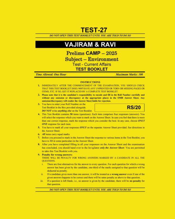 VAJIRAM & RAVI 2025 CAMP TEST-27 ENVIRONMENT -6 2025 FINAL (ENGLISH) {BLACK AND WHITE}