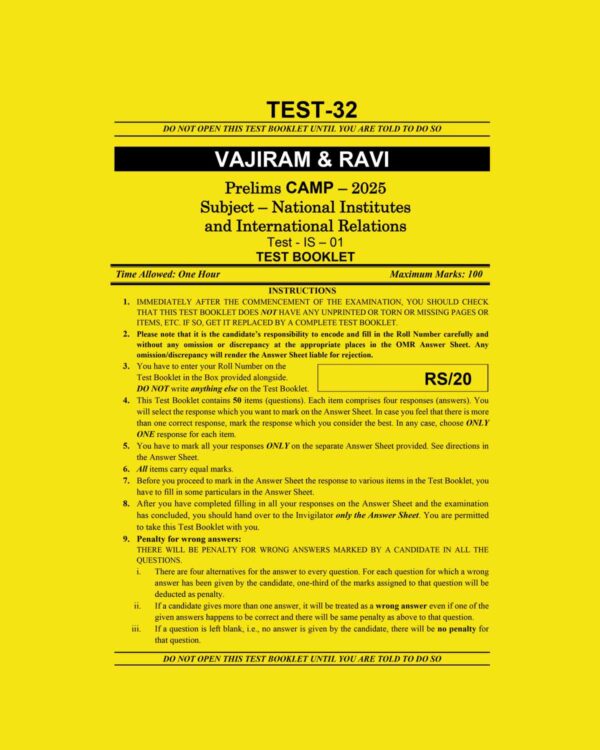 VAJIRAM & RAVI 2025 CAMP TEST-32 INTERNATIONAL RELATIONS-01 2025 FINAL (ENGLISH) {BLACK AND WHITE}
