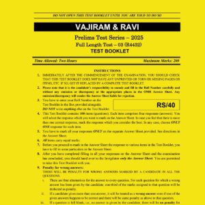 VAJIRAM & RAVI 2025 TEST-22 FULL TEST-3 (R4432) 2025 FINAL (ENGLISH) {BLACK AND WHITE}
