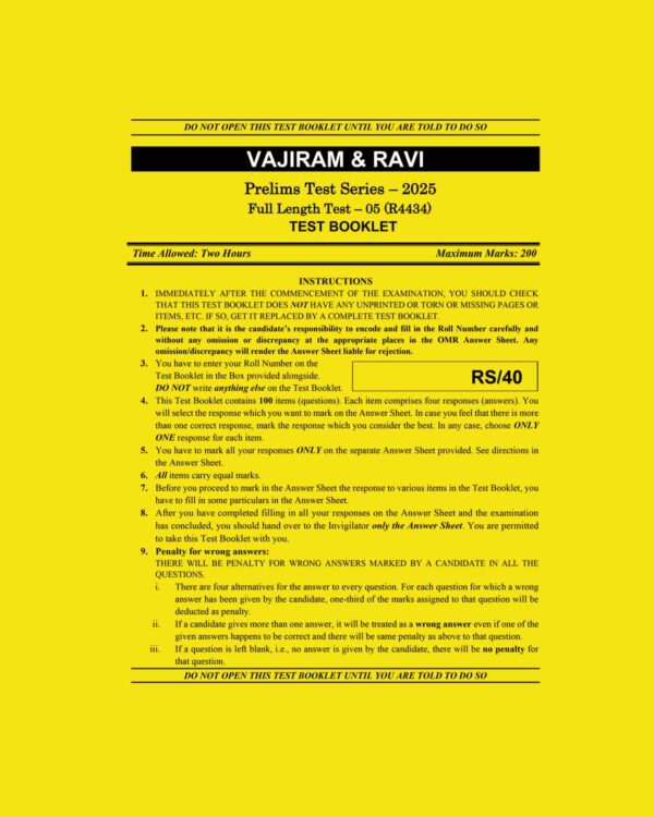 VAJIRAM & RAVI 2025 TEST-24 FULL TEST-5 (R4434) 2025 FINAL (ENGLISH) {BLACK AND WHITE}