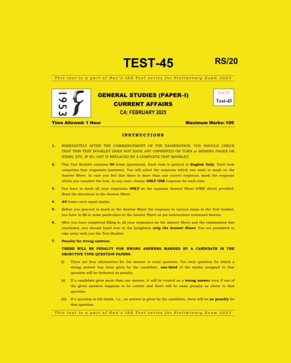 RAU,IAS 2025 TEST-45 (CA-FEB2025) 2025 FINAL (ENGLISH) {BLACK AND WHITE}