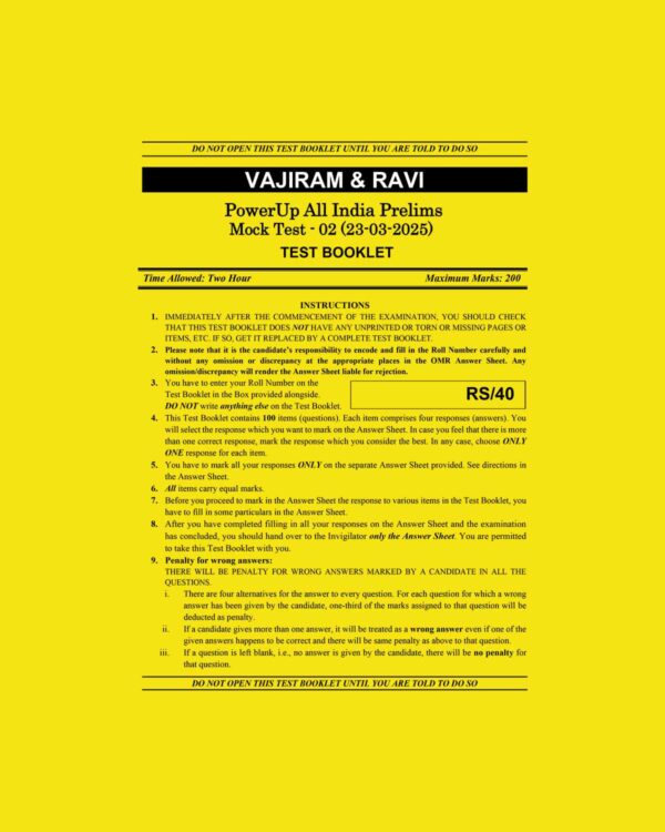 VAJIRAM& RAVI 2025 ALL INDIA MOCK TEST-2 2025 FINAL (ENGLISH) {BLACK AND WHITE}