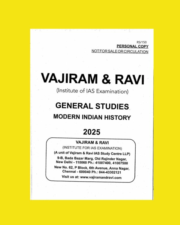 VAJIRAM AND RAVI 2025 PRINTED MODERN INDIAN HISTORY FINAL (ENGLISH) {BLACK AND WHITE}