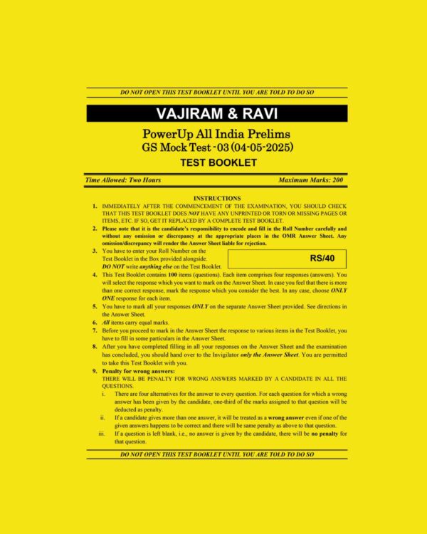 VAJIRAM & RAVI 2025 ALL INDIA MOCK TEST-3 2025 FINAL (ENGLISH) {BLACK AND WHITE}