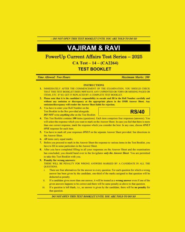 VAJIRAM & RAVI 2025 CURRENT AFFAIRS TEST-14 (CA-2264) 2025 FINAL (ENGLISH) {BLACK AND WHITE}