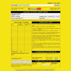 FORUM IAS MGP (COHORT-7) 2025 QUESTION CUM ANSWER BOOKLET FULL LENGTH TEST-1 TO TEST-8 & HALF LENGTH TEST-1 TO TEST-22 -QCA FINAL (ENGLISH & HINDI) {BLACK AND WHITE} GROUPED