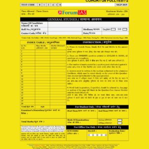 FORUM IAS(COHORT 26) 2025 QUESTION CUM ANSWER BOOKLETS FULL TEST-3 2025 FINAL QCA (ENGLISH&HINDI) {BLACK AND WHITE}