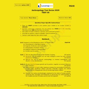 LEVELUP IAS 2025 ANTHROPOLOGY QUESTION CUM ANSWER BOOKLETS TEST-5 QCA BOOKLET 2025 FINAL (ENGLISH) {BLACK AND WHITE}