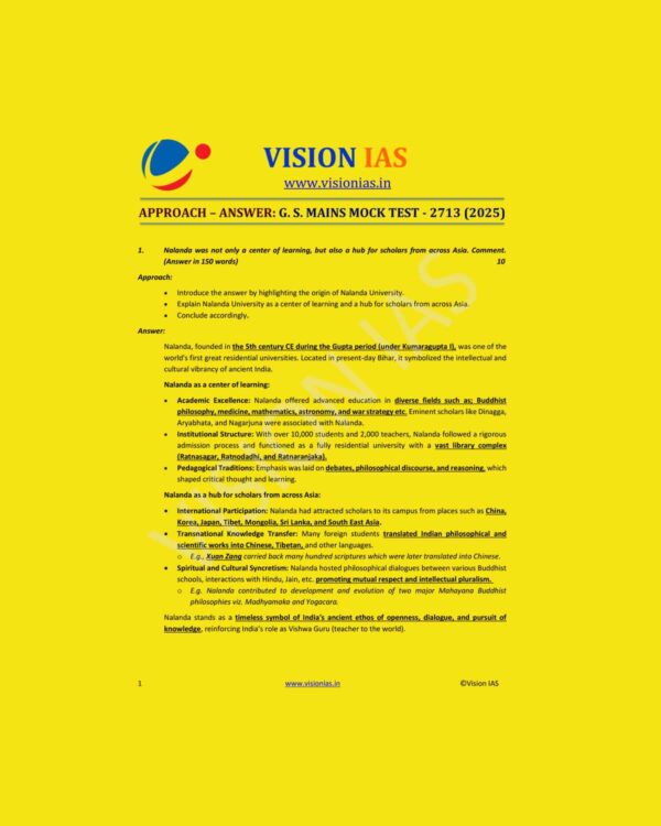 VISION IAS 2025 MODEL ANSWERS TEST-23 2713 MODEL ANSWER 2025 FINAL (ENGLISH) {BLACK AND WHITE}