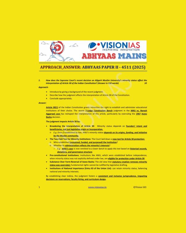 VISION IAS 2025 ABHYAAS MODEL ANSWERS GS-2(4511) 2025 FINAL (ENGLISH) {BLACK AND WHITE}
