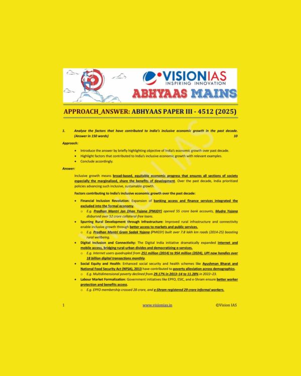 VISION IAS 2025 ABHYAAS MODEL ANSWERS GS-3(4512) 2025 FINAL (ENGLISH) {BLACK AND WHITE}