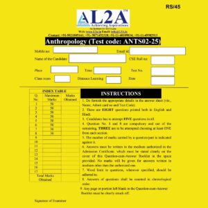 ANTHROPOLOGY L2A 2026 QUESTION CUM ANSWER BOOKLETS TEST-2 QCA BOOKLET 2026 FINAL (ENGLISH) {BLACK AND WHITE}
