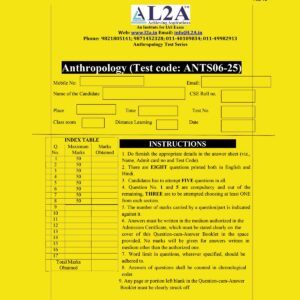 ANTHROPOLOGY L2A 2026 QUESTION CUM ANSWER BOOKLETS TEST-6 QCA BOOKLET 2026 FINAL (ENGLISH) {BLACK AND WHITE}