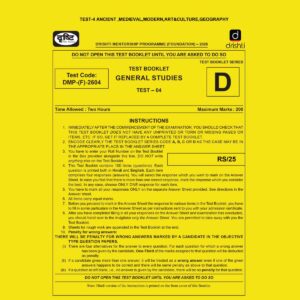 DRISHTI IAS 2026 TEST 4 ENG (2026) FINAL (ANCIENT, MEDIEVAL, MODERN, ART & CULTURE, GEOGRAPHY) (ENGLISH) {BLACK AND WHITE}