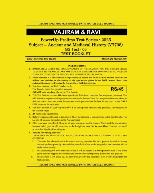 VAJIRAM & RAVI 2026 TEST-5 ANCIENT AND MEDIEVAL HISTORY (V7705)2026 FINAL (ENGLISH) {BLACK AND WHITE}