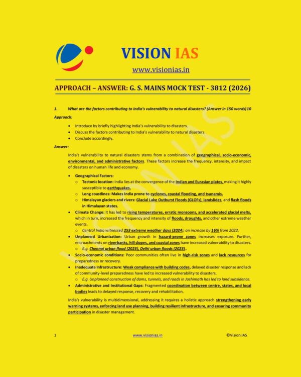 VISION IAS 2026 MODEL ANSWERS TEST-6 (3812) MODEL ANSWER 2026 FINAL (ENGLISH) {BLACK AND WHITE}