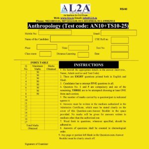 L2A QUESTIONS CUM ANSWER BOOKLETS 2026 TEST-10 QCA BOOKLET 2026 ANTHROPOLOGY FINAL (ENGLISH) {BLACK AND WHITE}