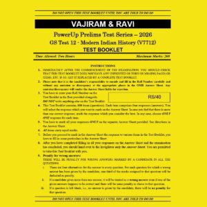 VAJIRAM & RAVI 2026 TEST-12 MODERN HISTORY (V7712) 2026 FINAL (ENGLISH) {BLACK AND WHITE}